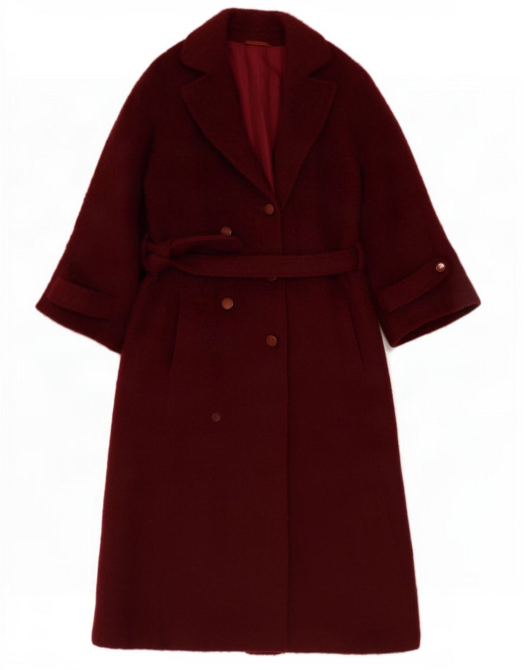 Vintage Dame Dobbeltradet Frakke UK 12 Medium Burgundy