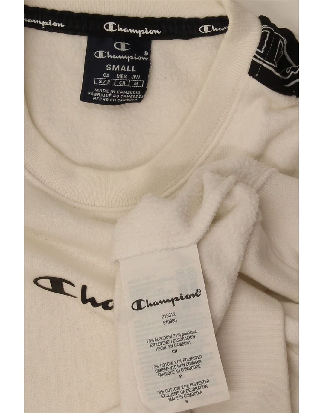 Champion Herre Grafisk Sweatshirt Jumper Lille Hvid Colourblock Bomuld