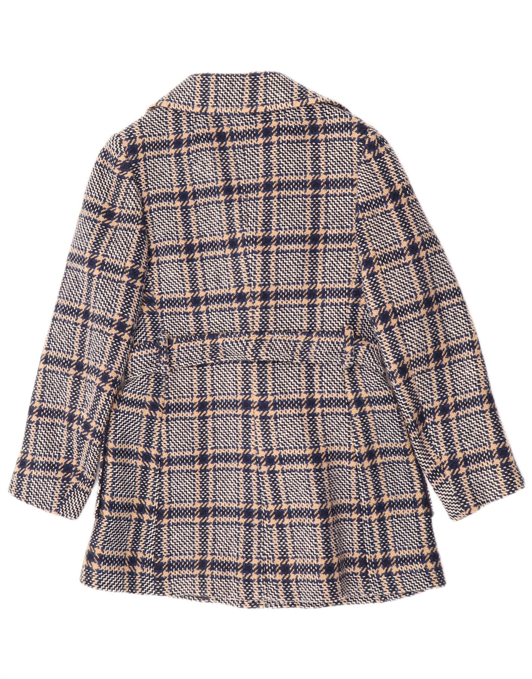 Vintage overfrakke til kvinder UK 10 Small Navy Blue Check