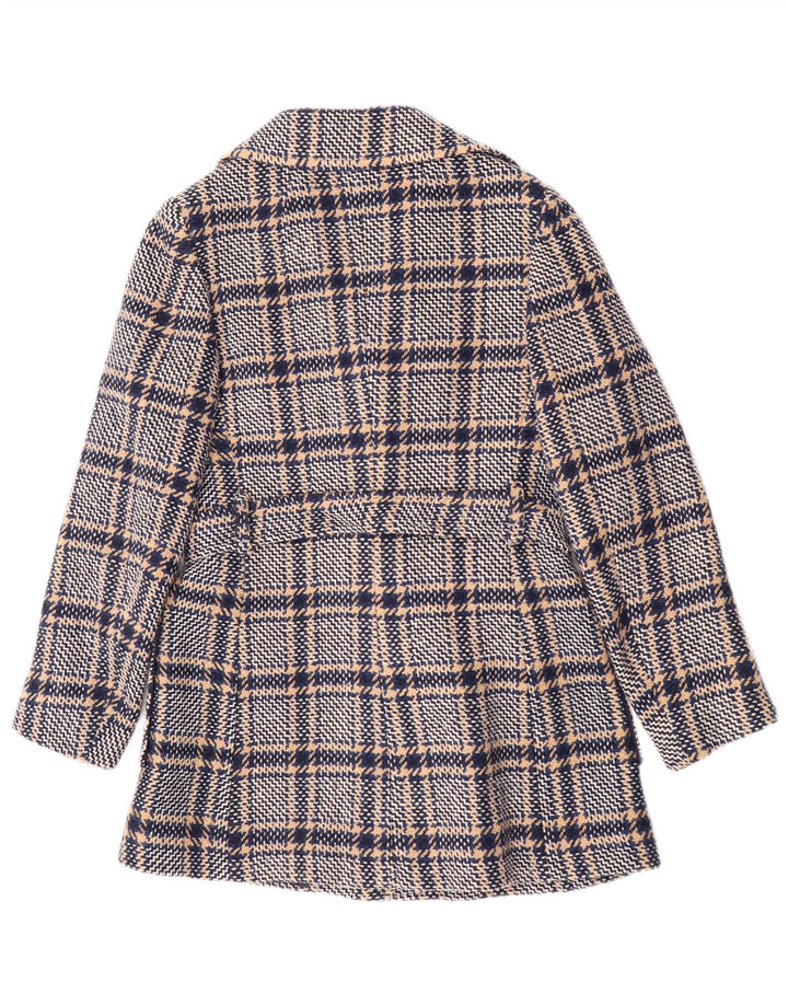 Vintage overfrakke til kvinder UK 10 Small Navy Blue Check