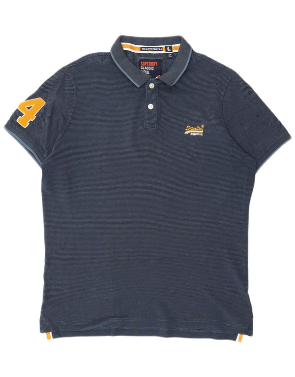 SUPERDRY Herre Den klassiske polo grafisk poloskjorte 3XL marineblå nålestribe
