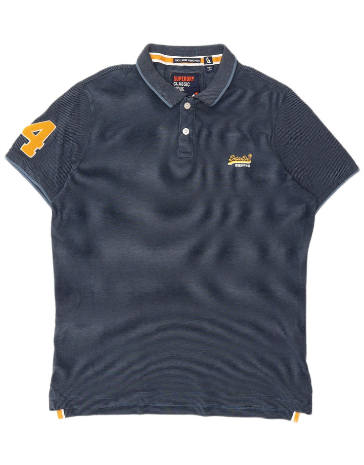 SUPERDRY Herre Den klassiske polo grafisk poloskjorte 3XL marineblå nålestribe