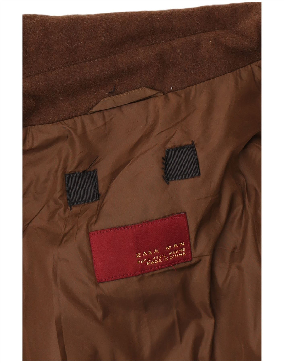 Zara Herre Strik Bomber Jacket UK 40 Stor Brun Colourblock Uld