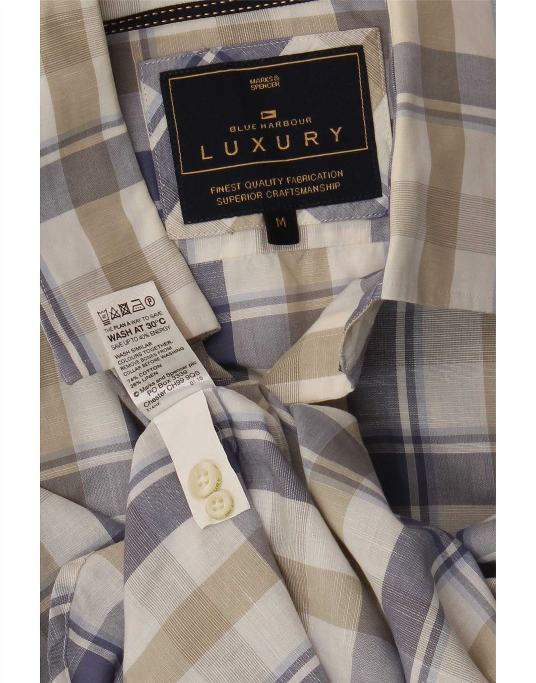 Marks & Spencer Herre Blue Harbor skjorte Medium flerfarvet ternet bomuld