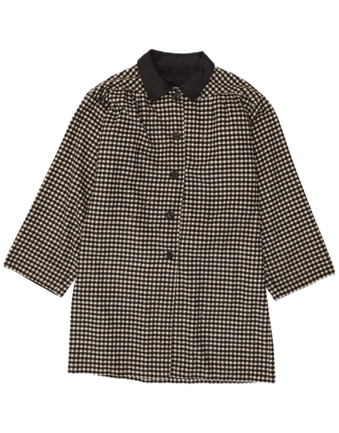 Vintage Dame Overfrakke UK 18 XL Sort Gingham