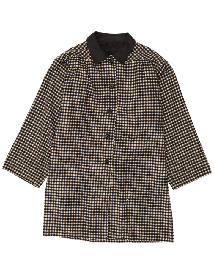 Vintage Dame Overfrakke UK 18 XL Sort Gingham