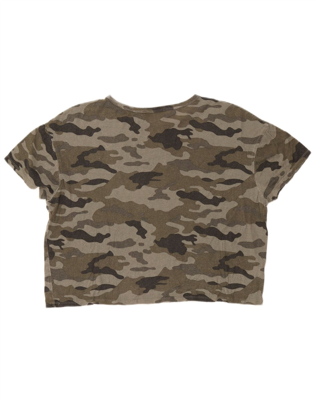 Zara Womens Crop Oversized T-Shirt Top UK 14 Medium Green Camouflage