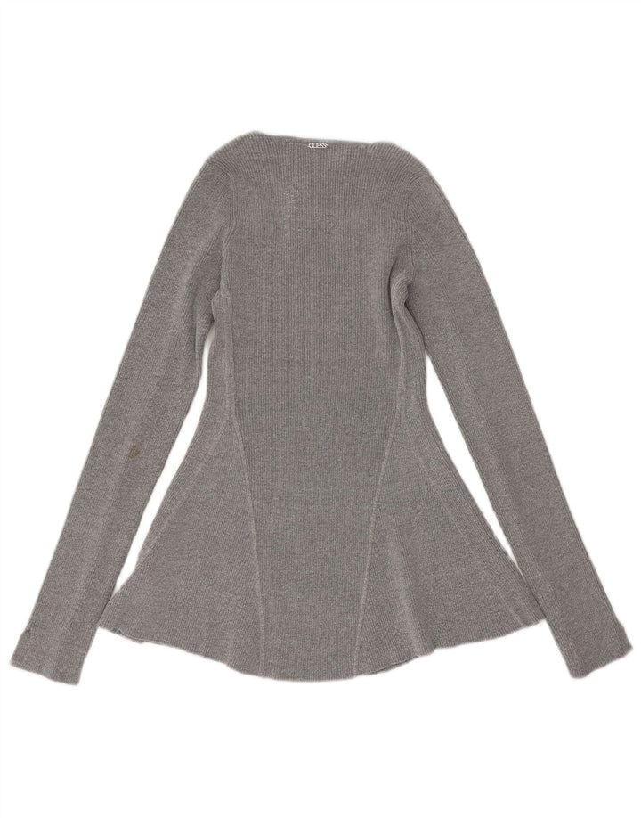 Guess langærmet damebluse top UK 6 XS grå viskose