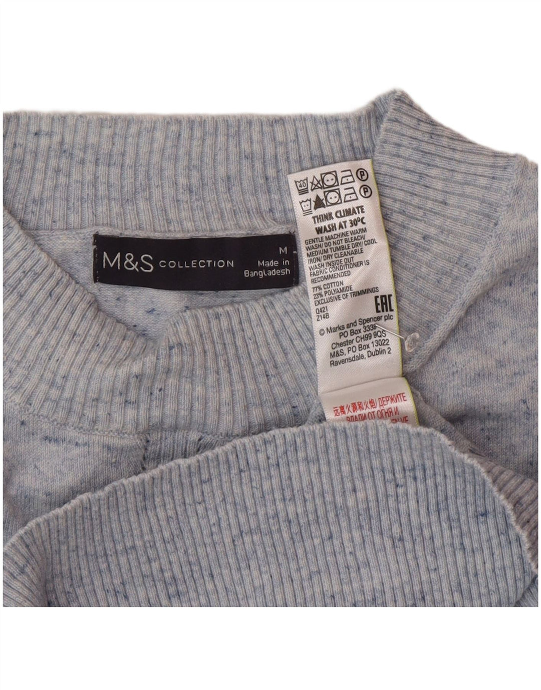 Marks & Spencer Dame sweater med rund hals DK 14 Medium Blue Flecked