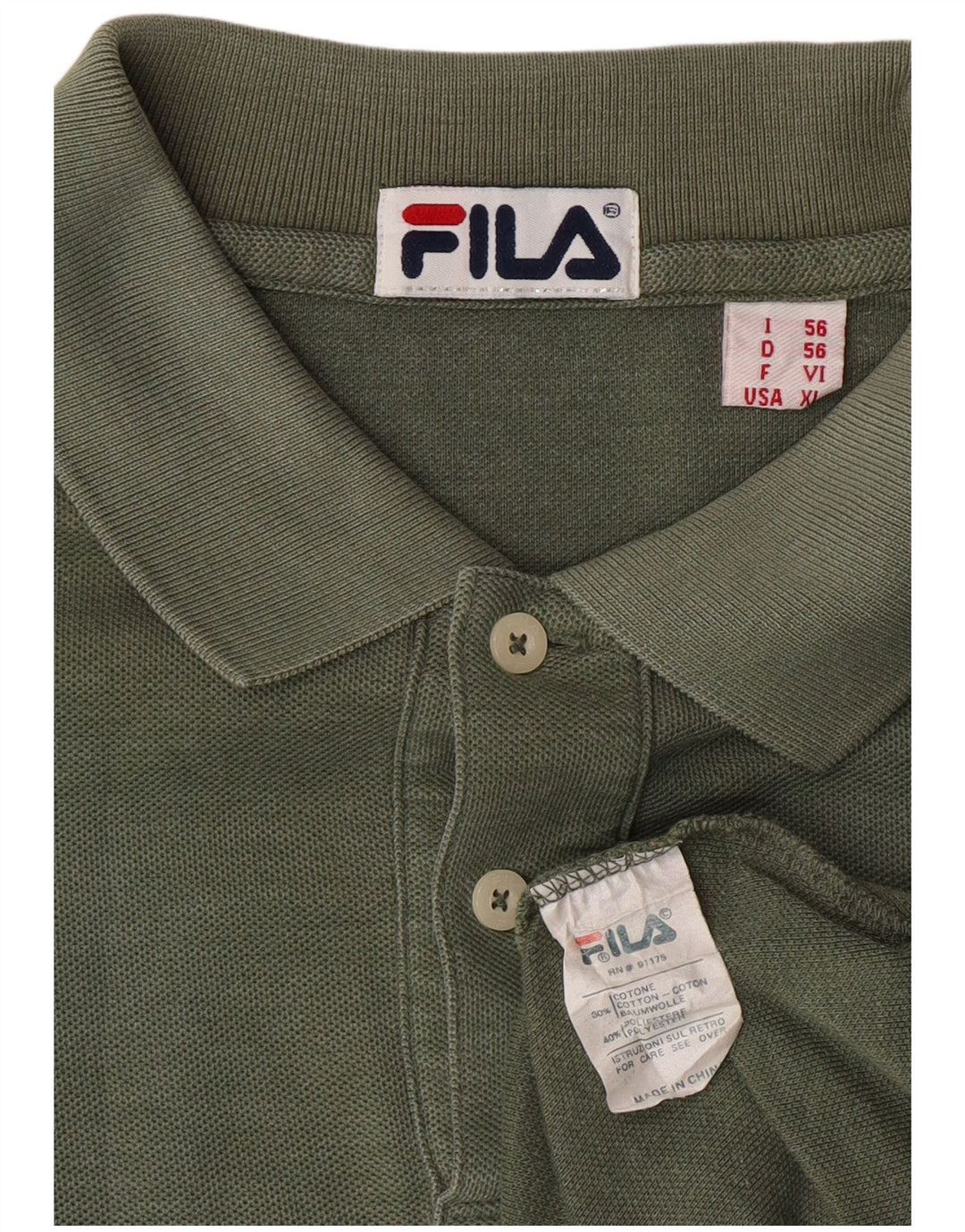 Fila Polo Shirt til mænd IT 56 XL Grøn Bomuld