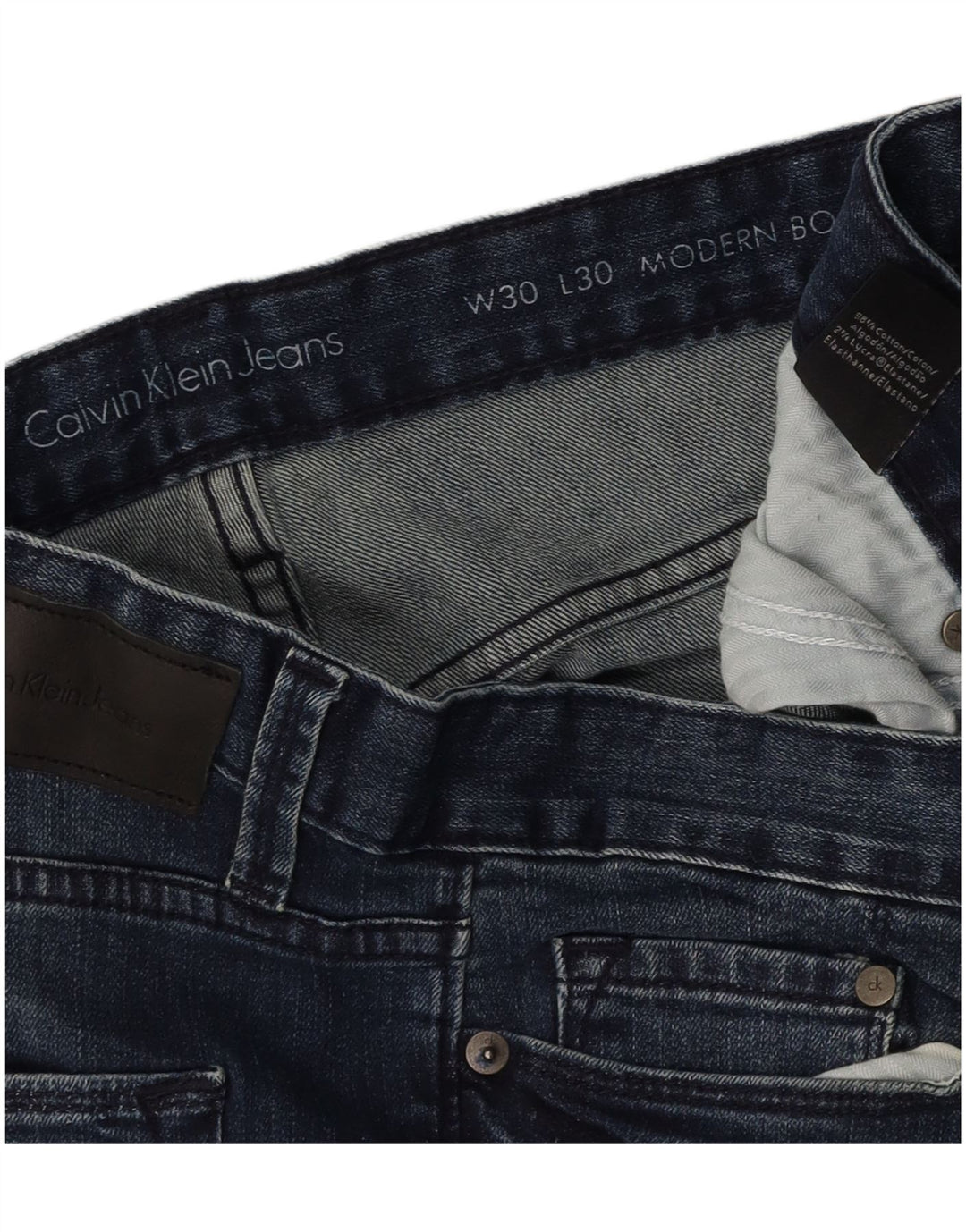 CALVIN KLEIN Dame Modern Bootcut Jeans W30 L30 Marineblå Bomuld