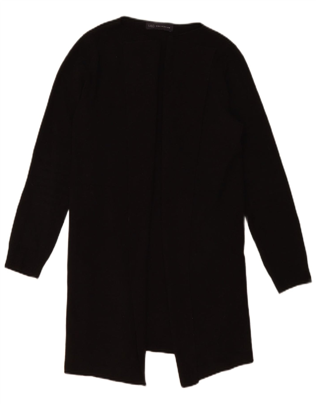 Marks & Spencer Womens Longline Open Cardigan Sweater UK 10 Small Black