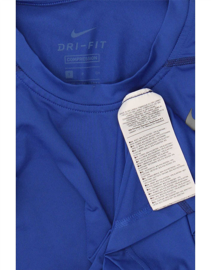Nike Dame Dri Fit T-Shirt Top UK 10 Small Blue Polyester