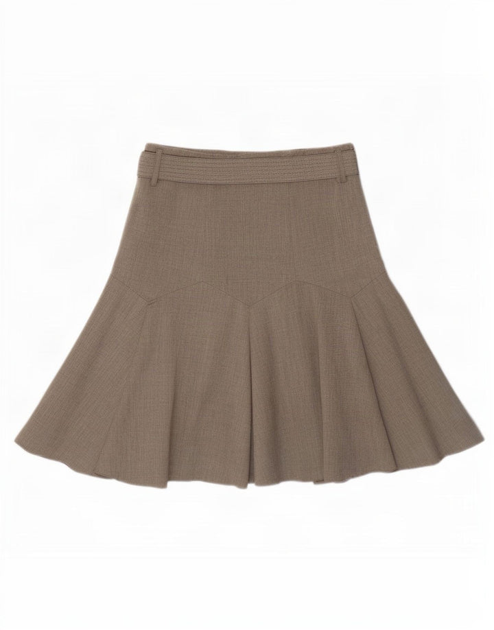 Marks & Spencer Womens Flared Skirt UK 12 Medium W30 Beige Polyester