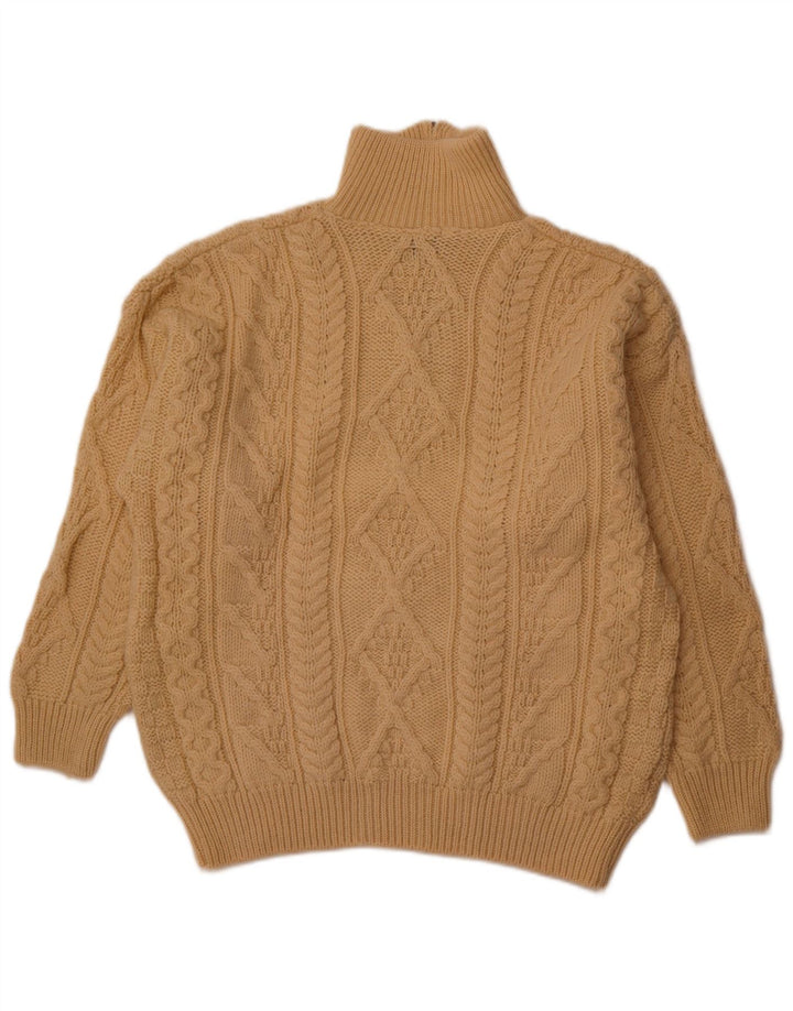 ARAN CRAFTS Sweater med lynlås til mænd Medium Beige Uld