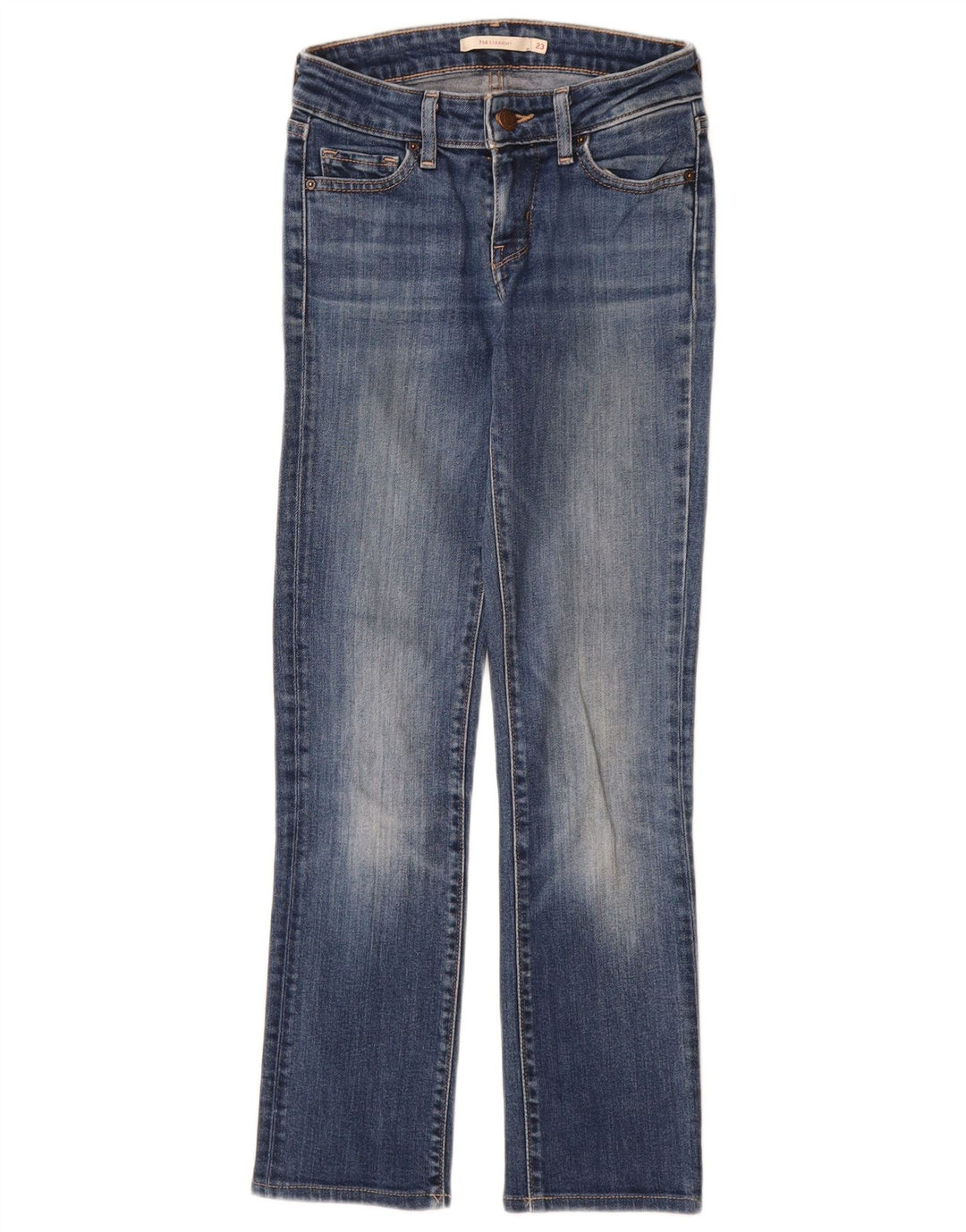 Levi's Dame 714 Straight Jeans Størrelse 23 W23 L28 Blå Bomuld