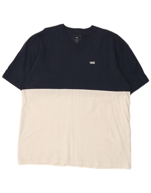 Vans Mens Classic Fit Graphic T-Shirt Top 2XL Blue Colourblock Cotton