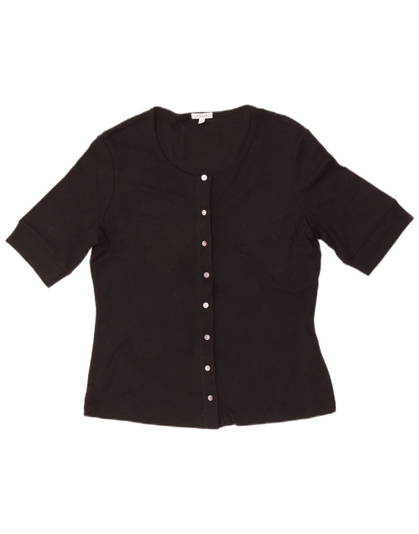 Jigsaw Dame Kortærmet Cardigan Top UK 12 Medium Sort Modal
