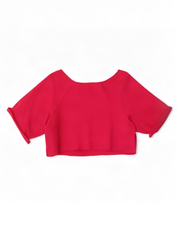Benetton Girls Crop Grafisk T-Shirt Top 7-8 år Medium Pink Bomuld