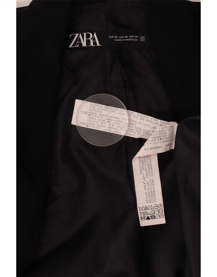 Zara Womens Oversized 3/4-ærmet åben blazerjakke UK 6 XS Sort Polyester