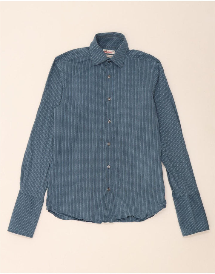 Ted Baker Herre formel skjorte størrelse 15 Medium Blue Pinstripe Cotton