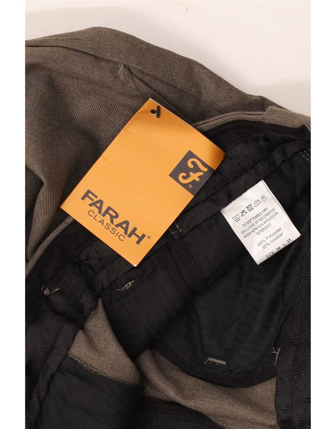 Farah Herre Classic Fit Straight Suit Bukser W34 L31 Brun Polyester