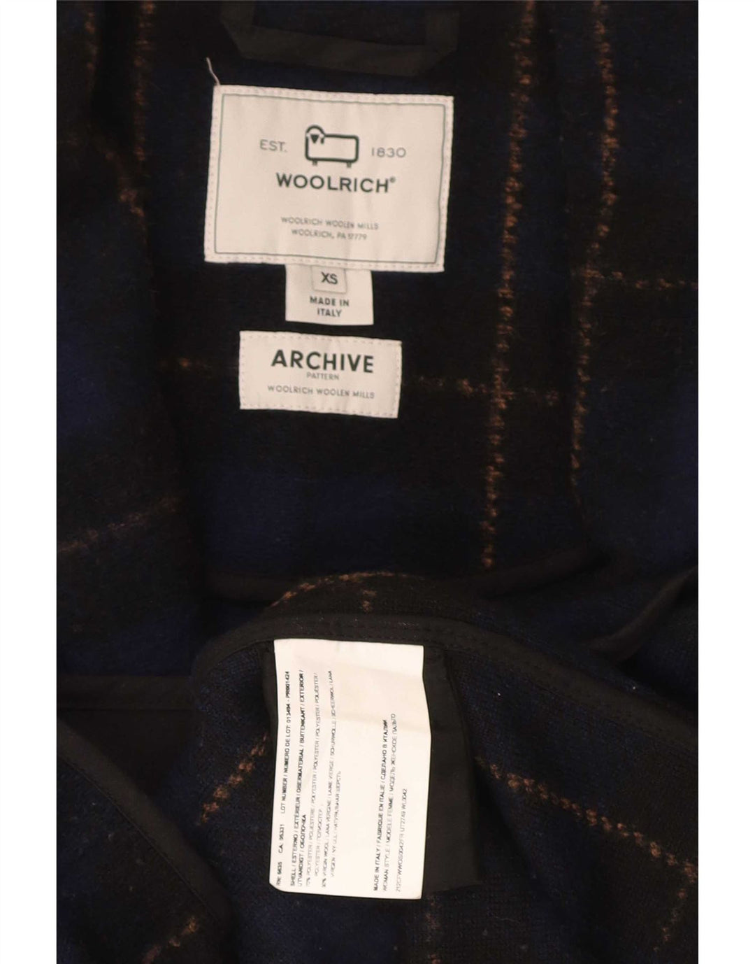 Woolrich Dame Oversized Overfrakke UK 6 XS Navy Blue Ternet polyester