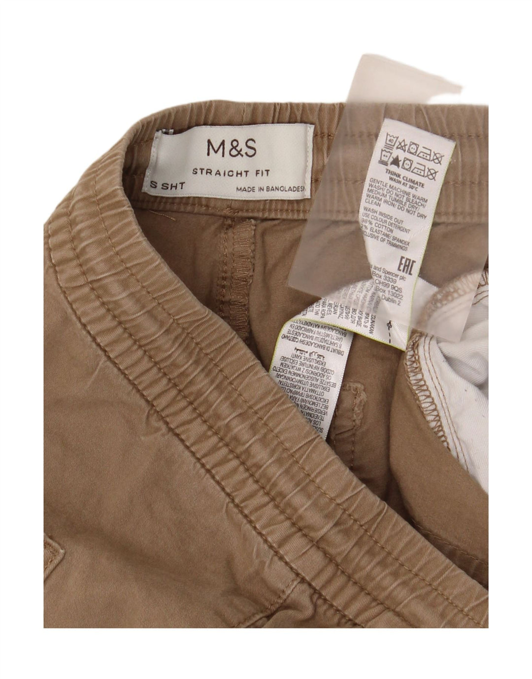 Marks & Spencer Herre Regular Fit Straight Chino Bukser Små brune bomuld