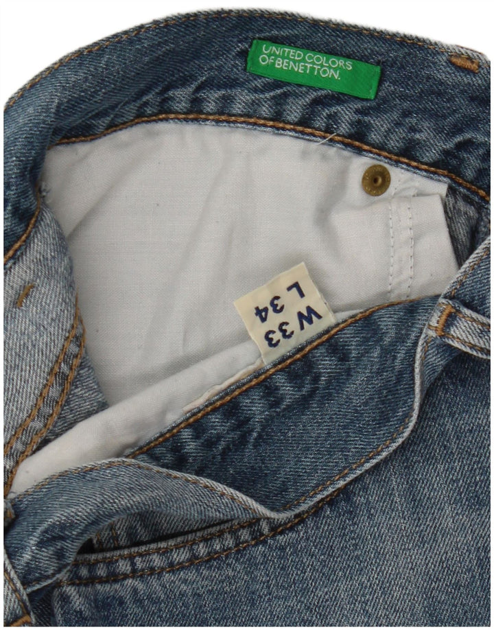 Benetton Herre Denim Shorts W33 Medium Blue