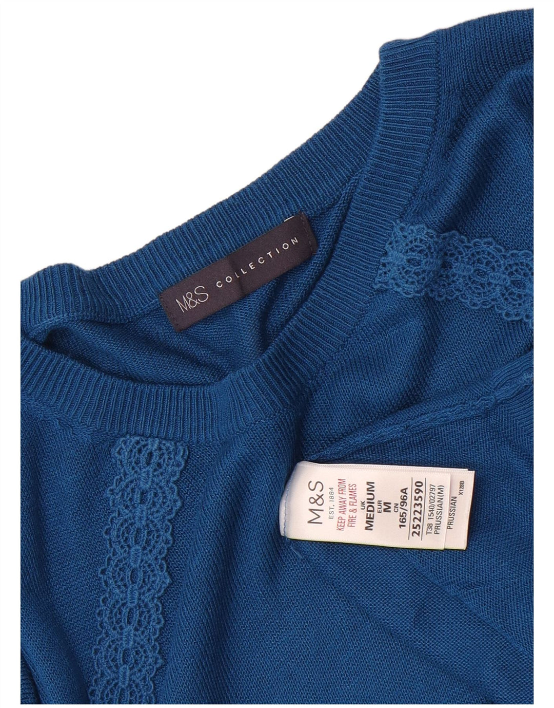Marks & Spencer Dame Oversized Boat Neck Jumper Sweater UK 14 Medium Blue