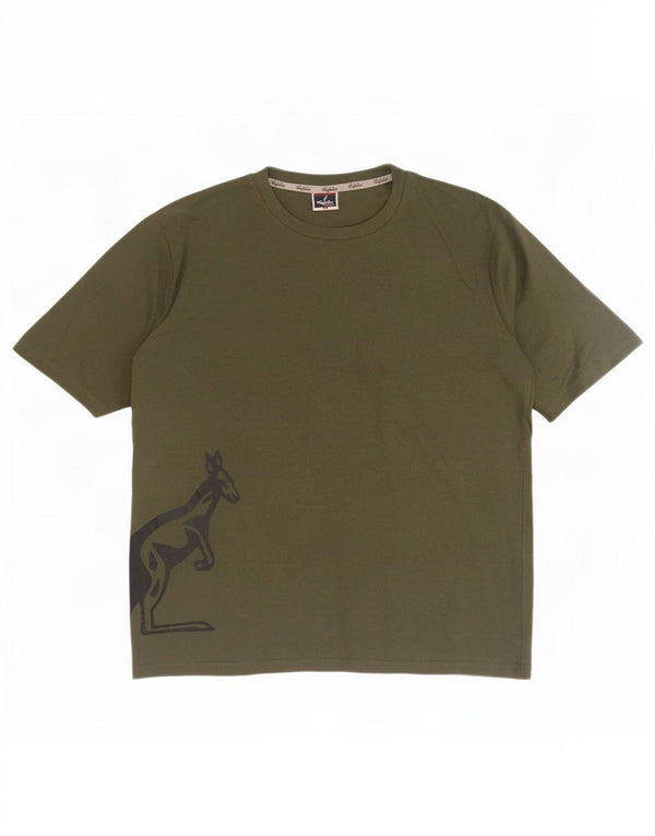 AUSTRALIAN L'ALPINA Herre grafisk T-shirt Top Stor Khaki Bomuld