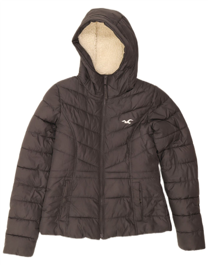 Hollister Polstret hættejakke til kvinder UK 6 XS Grå polyester