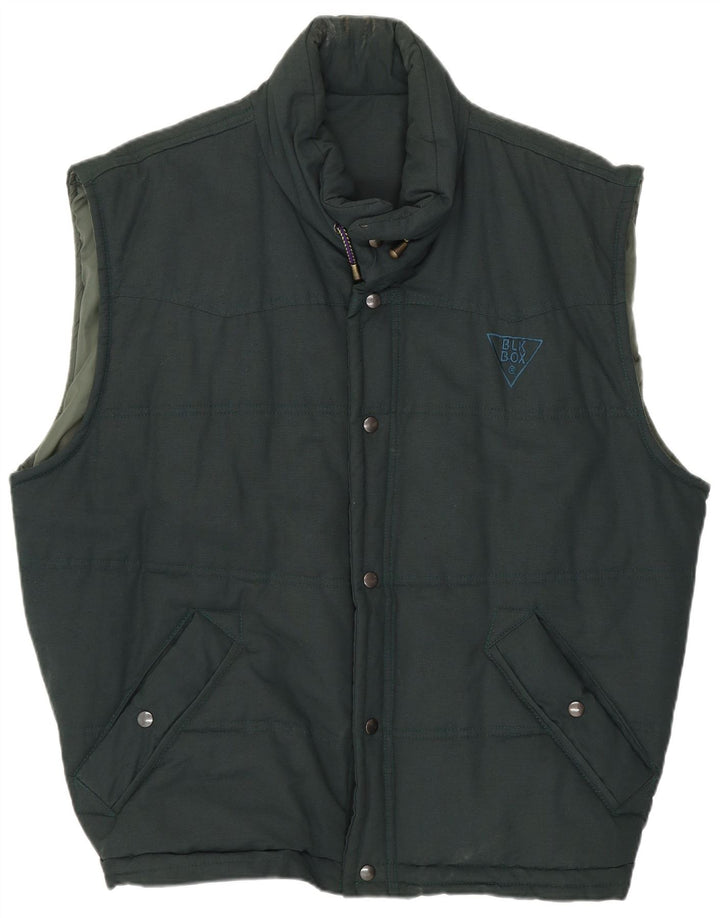 Vintage Polstret Gilet til mænd UK 38 Medium Green Polyester