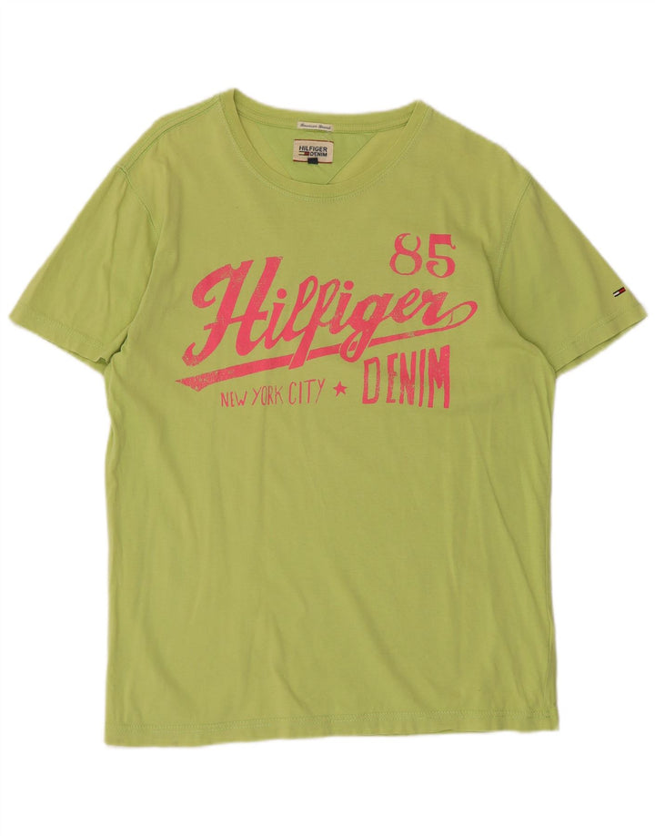 TOMMY HILFIGER Herre grafisk T-shirt top mellemgrøn bomuld