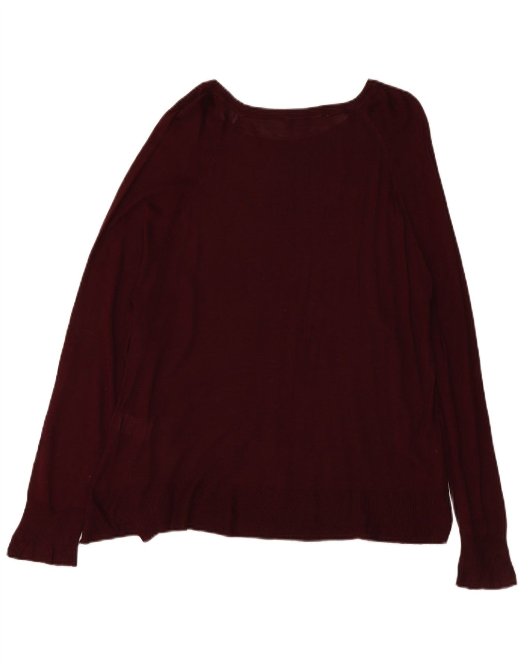 ZARA Dame Boat Neck Jumper Sweater UK 16 Large Burgundy Viscose