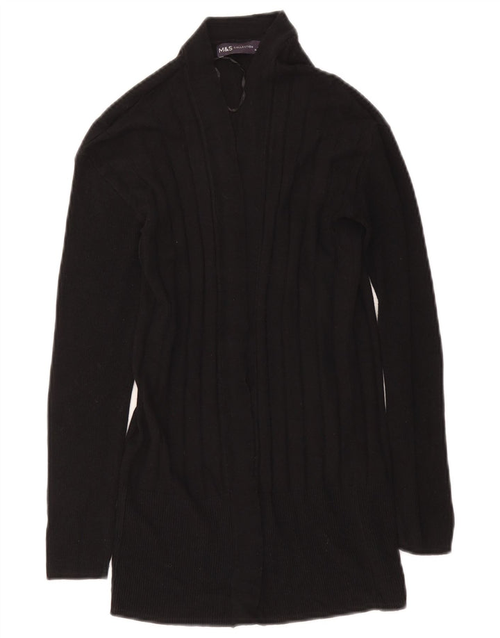 Marks & Spencer Womens Open Cardigan Sweater UK 6 XS Black Viscose