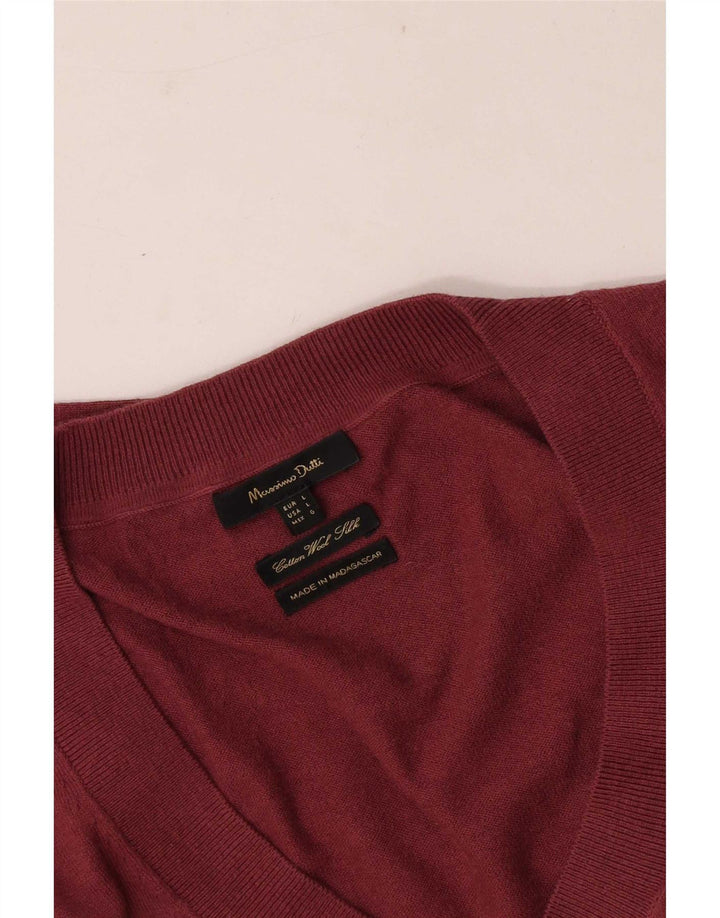Massimo Dutti Dame V-hals sweater Stor rødbrun bomuld
