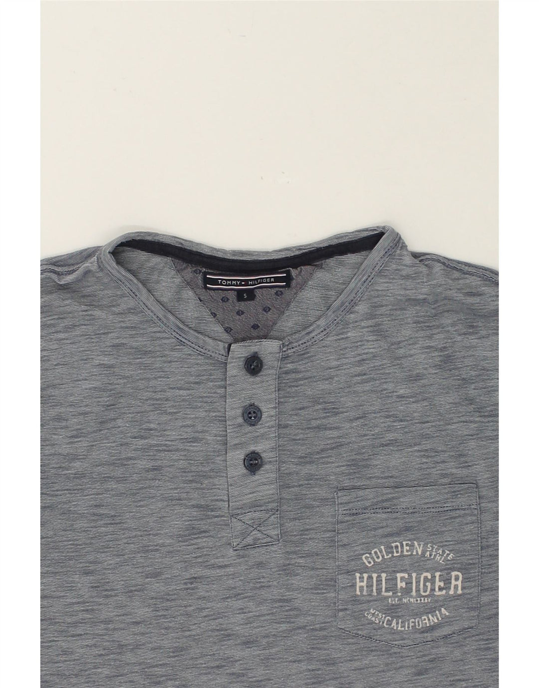 TOMMY HILFIGER Mens T-Shirt Top Small Grey Cotton Vintage Tommy Hilfiger and Second-Hand Tommy Hilfiger from Messina Hembry 