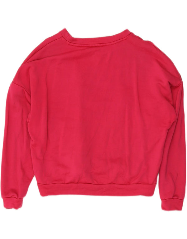 Guess Womens Crop Graphic Sweatshirt Jumper UK 10 Small Pink Striped
