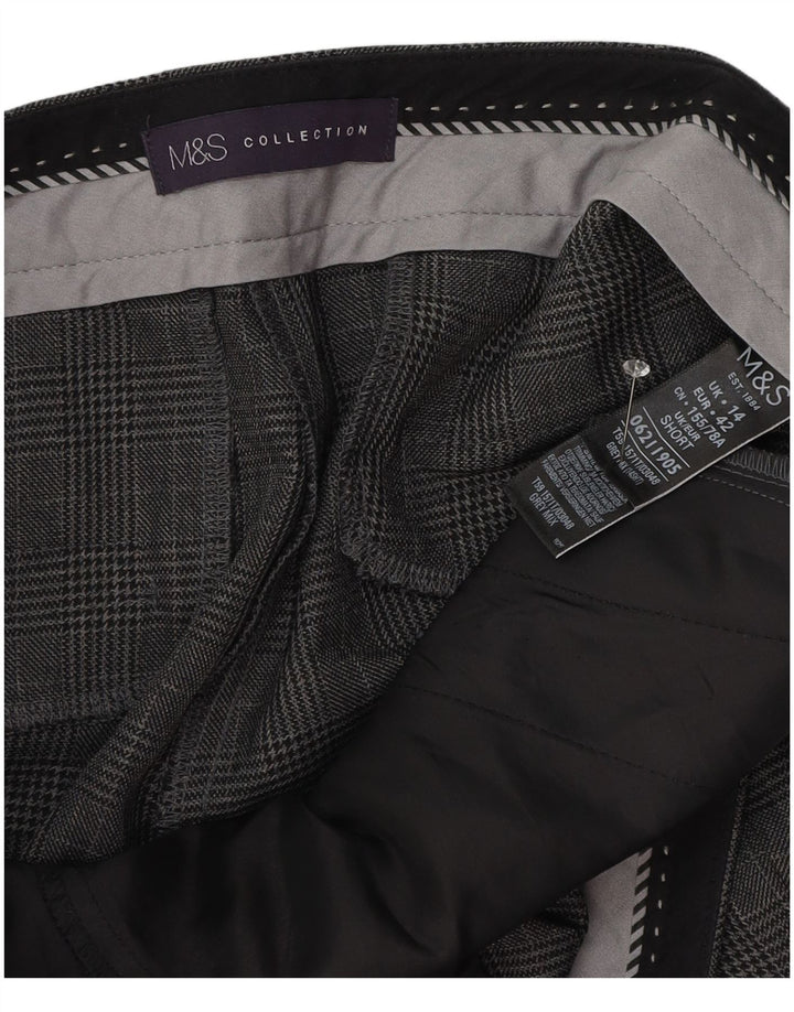 Marks & Spencer Dame Cropped Trousers UK 14 Large W34 L25 Grå ternet