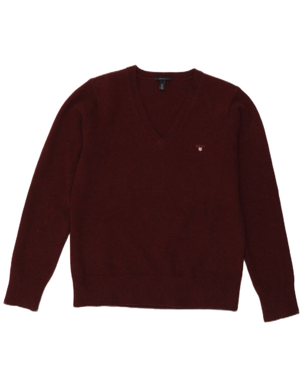 Gant Dame V-hals sweater UK 14 Large Bourgogne lammeuld