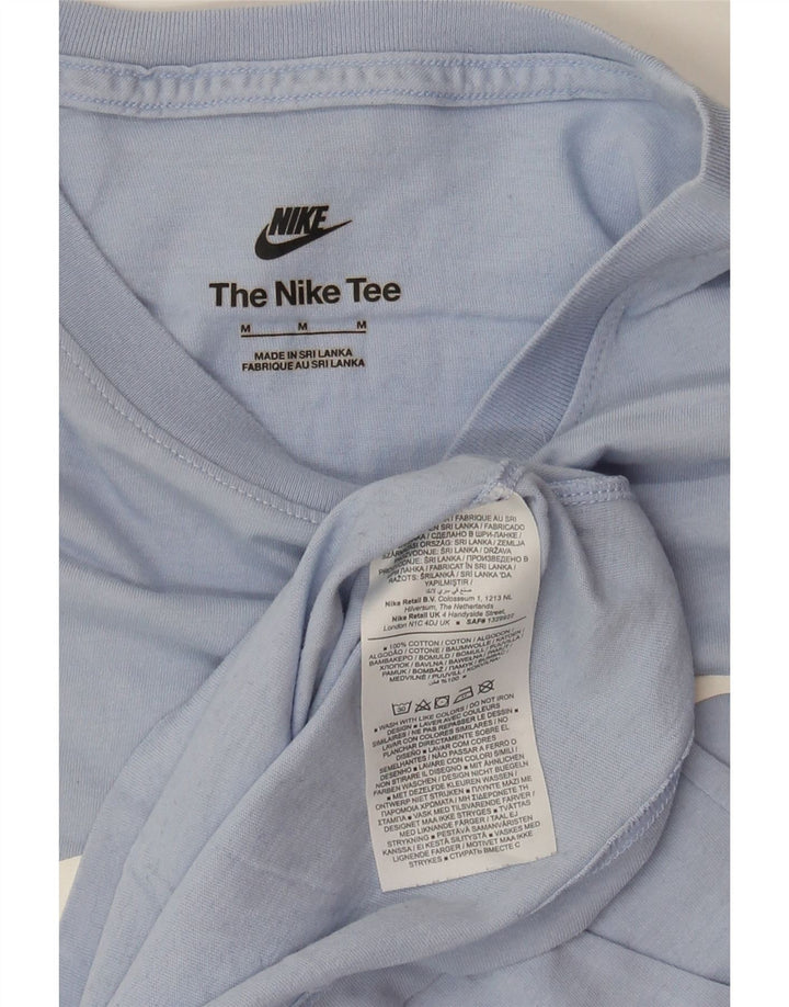 NIKE Grafisk T-shirt top mellemblå bomuld til mænd
