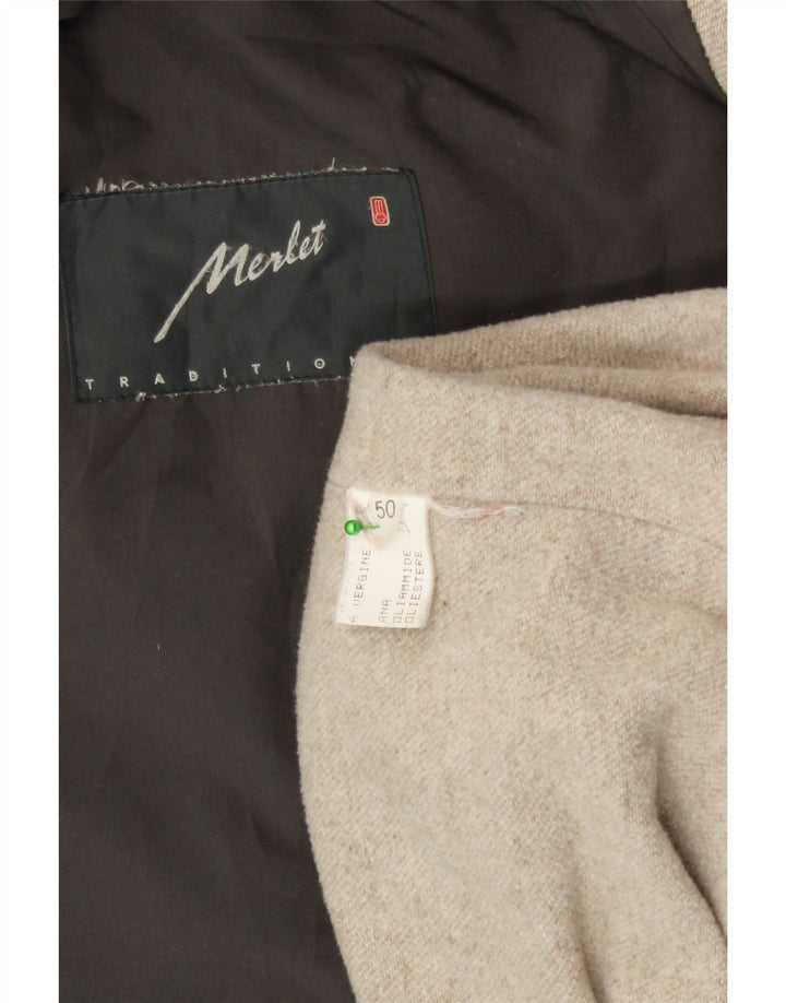 Merlet Herre Hætteoverfrakke IT 50 Stor Khaki Uld