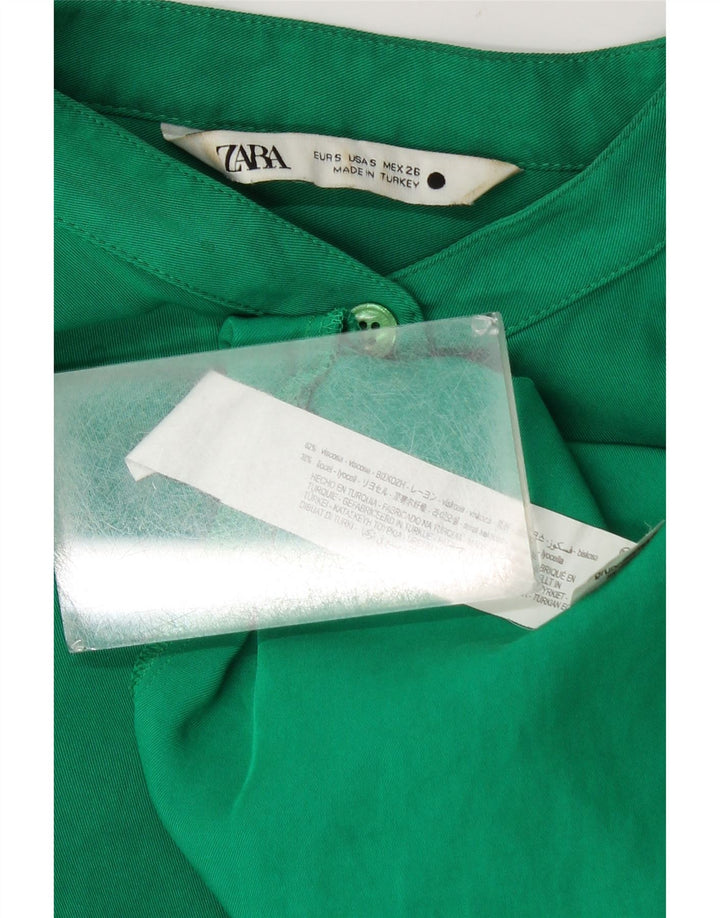 Zara Oversized skjortebluse til kvinder UK 10 Lille grøn viskose