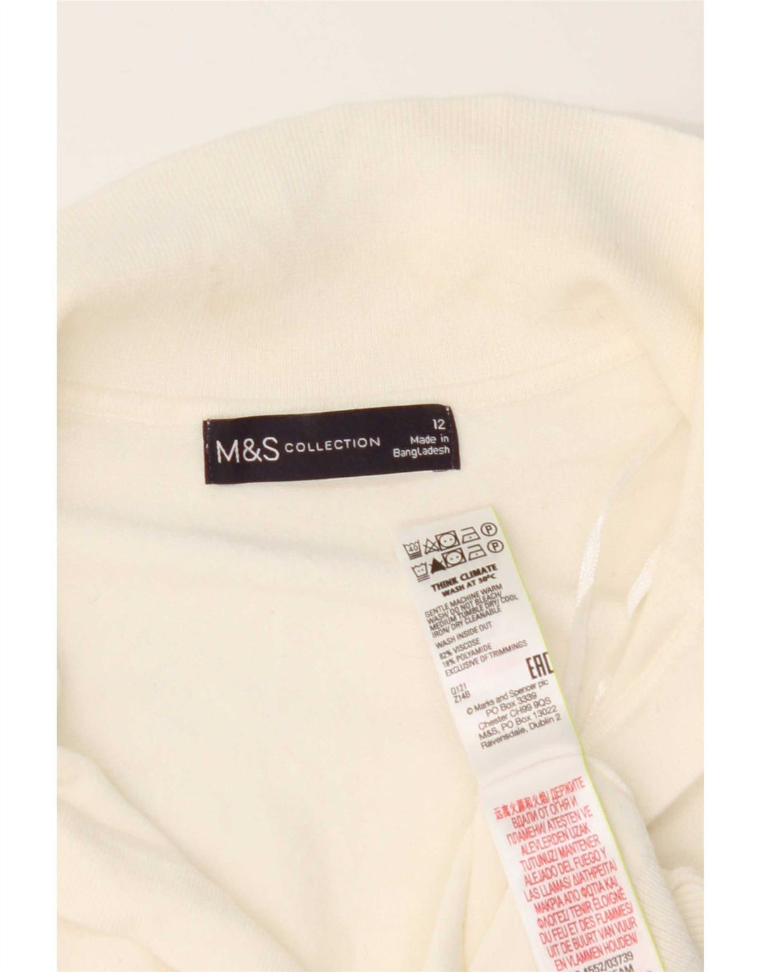 Marks & Spencer Dame Polo Shirt UK 12 Medium White Viscose