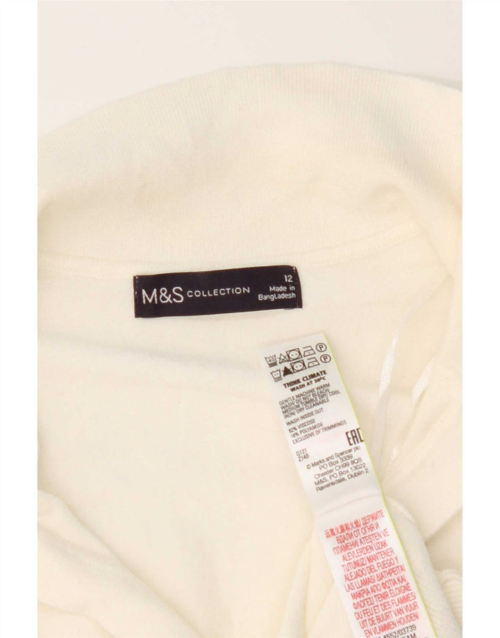 Marks & Spencer Dame Polo Shirt UK 12 Medium White Viscose