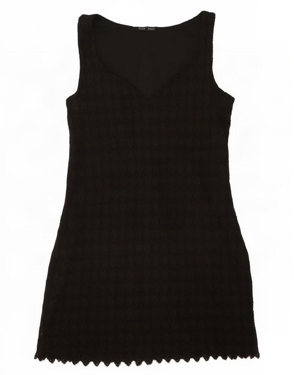 Zara Womens Sleeveless Sheath Dress UK 14 Large Black Polyester