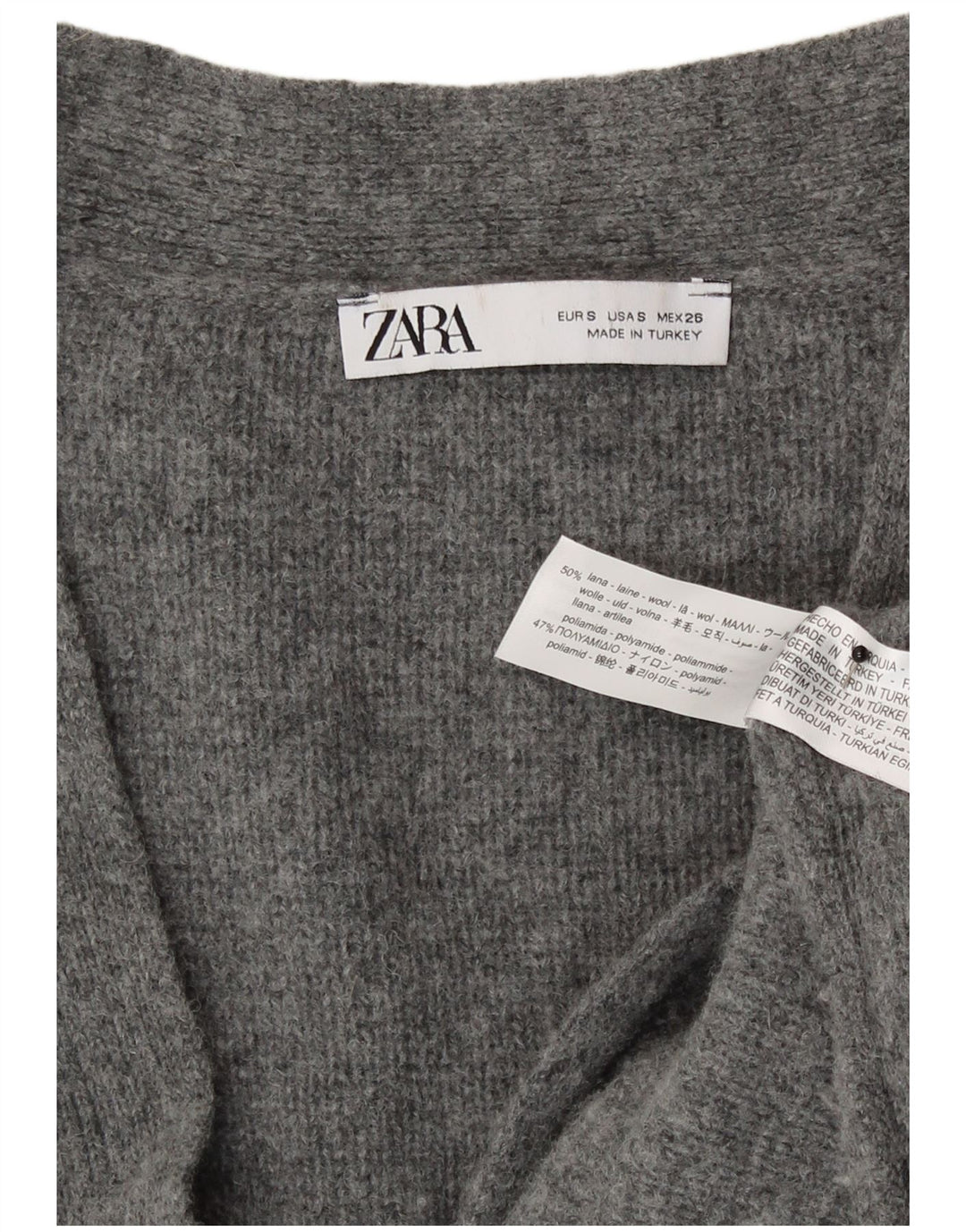 Zara Dame Oversized Cardigan Sweater UK 10 Small Grey Uld