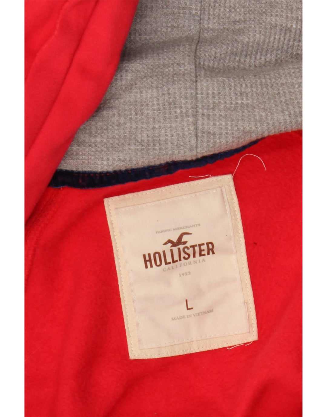 HOLLISTER Grafisk hættetrøje med lynlås til kvinder UK 16 Large Red