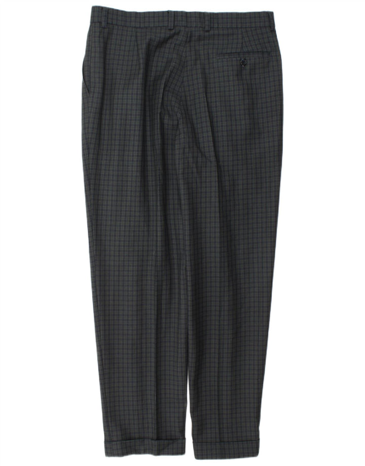 Marks & Spencer Herre Slim Suit Bukser W34 L31 Marineblå ternet uld